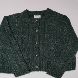 Old Navy Dark Green Cable Knit Cardigan
